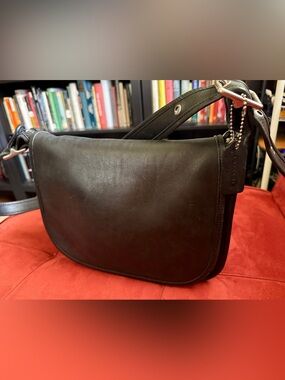 Coach Black Leather ‘Patricia’s Legacy’ Shoulder Bag with Nickel Hardware